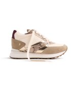 Gioseppo Pantofi sport wedge cu garnituri de piele intoarsa si material textil - Maro taupe