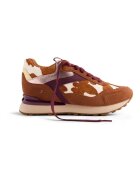 Gioseppo Pantofi sport wedge de piele cu animal print - Caramel/Alb murdar