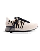 Gioseppo Pantofi sport wedge de piele intoarsa cu animal print - Alb/Negru