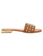 Gioseppo Papuci de piele cu aplicatii metalice - Caramel