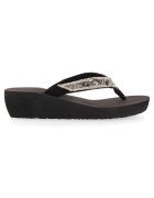 Gioseppo Papuci wedge cu bareta separatoare - margele si strasuri Mezzago - Negru