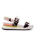 Gioseppo Sandale cu piele cu par scurt si inchidere velcro - Maro inchis/Maro nisip