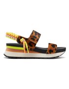 Gioseppo Sandale cu piele cu par scurt si inchidere velcro - Verde/Maro inchis/Maro nisip