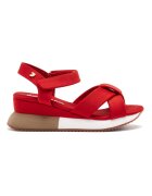 Gioseppo Sandale cu talpa wedge si inchidere velcro - Rosu