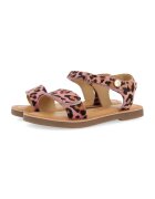 Gioseppo Sandale de piele cu animal print Selite - Negru/Roz prafuit