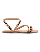 Gioseppo Sandale de piele cu par scurt - cu animal print Ogema - Maro inchis/Maro nisip