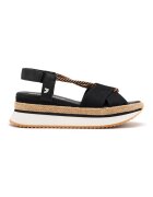 Gioseppo Sandale din panza cu talpa wedge - Negru