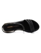 Gioseppo Sandale din piele cu talpa joasa si aspect impletit - Negru