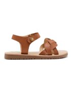 Gioseppo Sandale din piele cu talpa plata si inchidere velcro - Caramel