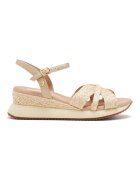 Gioseppo Sandale din piele ecologica impletita cu talpa wedge - Bej deschis