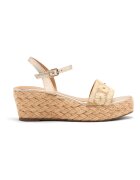 Gioseppo Sandale impletite cu garnituri din piele si talpa wedge - Bej deschis