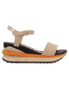 Gioseppo Sandale wedge de piele ecologica BENAY 27675 - Negru/Bej