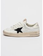 GOLDEN GOOSE Pantofi sport cu detalii de piele Stardan - Negru stins/Alb optic/Alb murdar