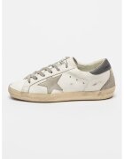 GOLDEN GOOSE Pantofi sport de piele cu insertii stralucitoare si din piele intoarsa Super-Star Classic - Gri/Alb murdar/Bej deschis