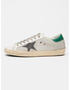 GOLDEN GOOSE Pantofi sport de piele si material textil Super-Star Classic - Alb/Verde/Gri