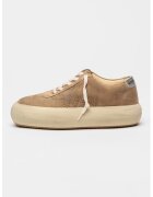 GOLDEN GOOSE Pantofi sport Space din piele intoarsa cu stea in relief - Maro taupe/Argintiu