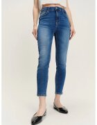 GreenPoint Blugi crop din denim - Albastru melange