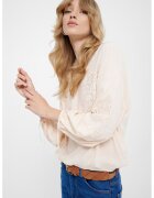 GreenPoint Bluza cu decolteu in V si detalii brodate - Alb fildes