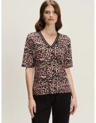 GreenPoint Bluza cu decolteu in V si imprimeu grafic - Negru/Bej
