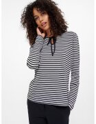 GreenPoint Bluza cu decolteu la baza gatului si model - Alb/Albastru ultramarin