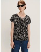 GreenPoint Bluza cu maneci scurte si model - Negru/Bej