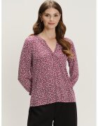 GreenPoint Bluza cu maneci trei sferturi si model - Alb/Visiniu/Roz