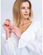GreenPoint Bluza cu model in dungi si decolteu in V - Alb