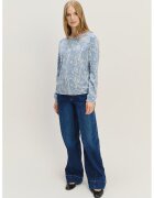GreenPoint Bluza de trening cu model floral - Alb fildes/Albastru lavanda