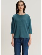 GreenPoint Bluza striata cu maneci medii - Albastru petrol