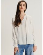 GreenPoint Bluza-tuica cu insertii crosetate - Alb fildes