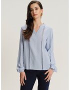 GreenPoint Bluza-tuica cu insertii crosetate - Albastru deschis