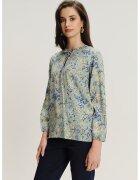 GreenPoint Bluza-tunica cu decolteu la baza gatului - Gri cenusiu/Albastru
