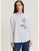 GreenPoint Camasa cu detaliu cu imprimeu floral si guler ascutit - Alb/Bleumarin