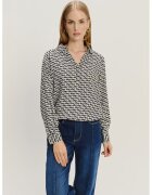 GreenPoint Camasa cu model geometric - Negru/Alb murdar