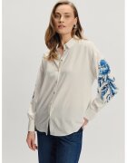 GreenPoint Camasa lejera cu maneci cu model floral - Alb fildes/Albastru