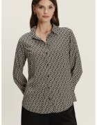 GreenPoint Camasa vaporoasa cu model - Negru/Bej