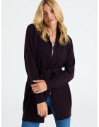 GreenPoint Cardigan cu aspect stralucitor si cordon in talie - Violet aubergine/Argintiu