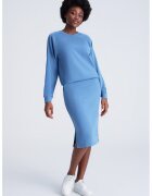 GreenPoint Fusta midi cu slituri laterale - Albastru pastel