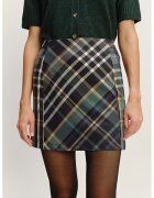 GreenPoint Fusta mini in carouri cu fermoar - Verde pal/Bej inchis/Crem