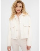 GreenPoint Jacheta crop cu buzunare cu clapa - Crem