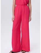 GreenPoint Pantaloni ampli din amestec de in cu talie inalta - Roz aprins