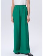 GreenPoint Pantaloni ampli din amestec de in cu talie inalta - Verde englez