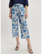 GreenPoint Pantaloni crop cu design floral - Alb fildes/Albastru