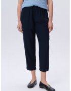 GreenPoint Pantaloni crop din amestec de in cu snur - Albastru ultramarin