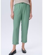 GreenPoint Pantaloni crop din amestec de in cu snur - Verde aquamarin