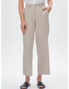 GreenPoint Pantaloni crop din amestec de in - Grej