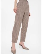GreenPoint Pantaloni cu imprimeu houndstooth - Negru/Bej/Maro deschis