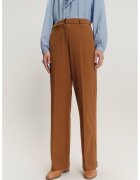 GreenPoint Pantaloni din amestec de modal cu croiala ampla si buzunare - Maro scortisoara