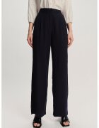GreenPoint Pantaloni drepti cu talie inalta - Albastru ultramarin