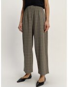 GreenPoint Pantaloni in carouri cu croiala ampla - din amestec de modal - Maro taupe